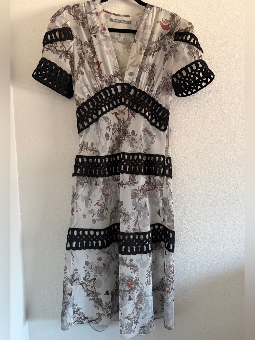 Bolongaro Trevor Midi Dress Green Floral Bird Goth Whimsigoth Disturbia